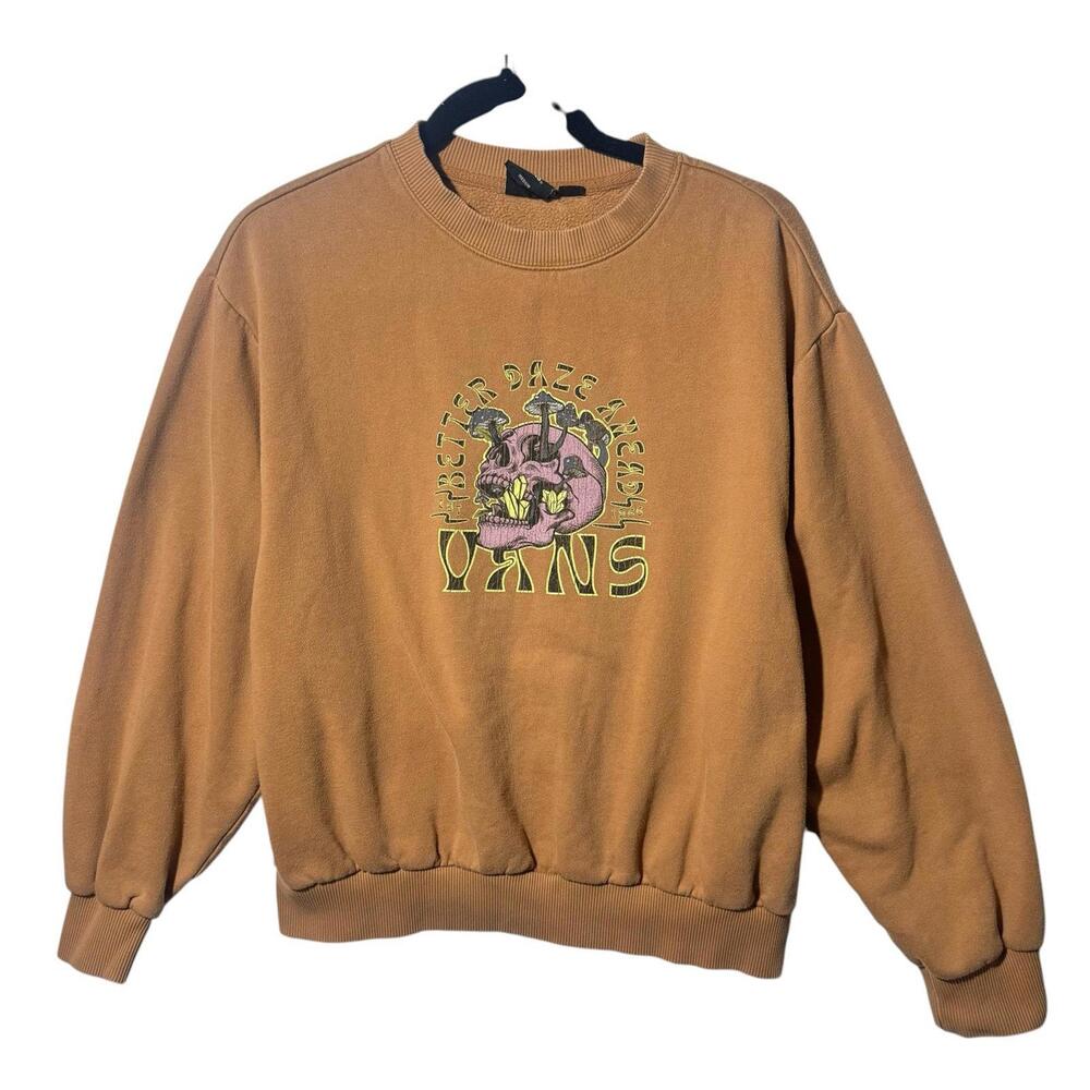 Vans Unisex Medium Brown Long Sleeve Casual Pullover Crewneck Sweatshirt